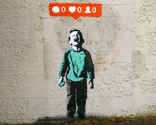 street art stencils show social media culture through graffiti