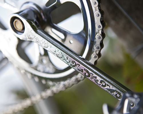 studio settimocielo restores fixed-gear bike with hand engraved details