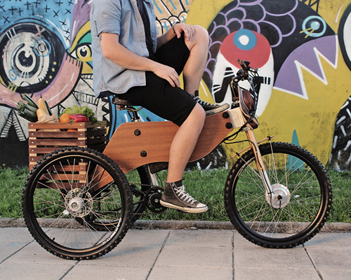 electric motor assists pedaling of project RAIOOO: an urban tricycle