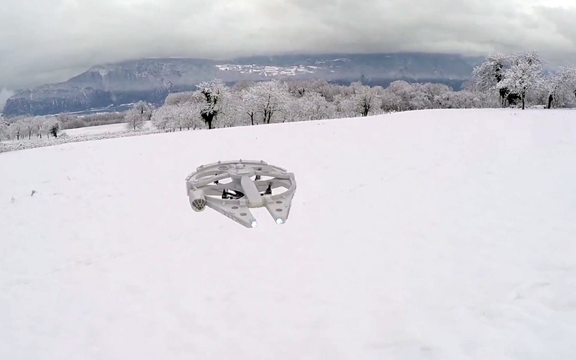 customized DIY millennium falcon drone flies in a galaxy far far away
