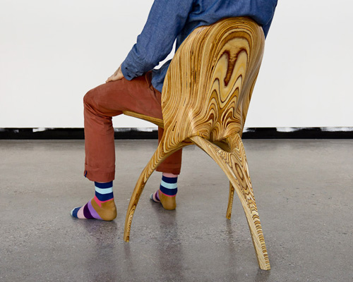 ammar kalo exposes the stratum of swiveling plywood chair
