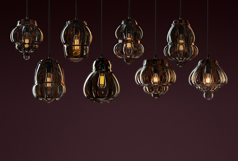 colin westeinde uses copper and molten glass in parametric pendant