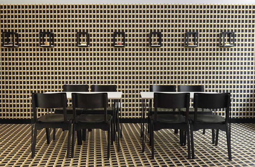 eley kishimoto studio maclean optical illusion wallpaper london bakery designboom