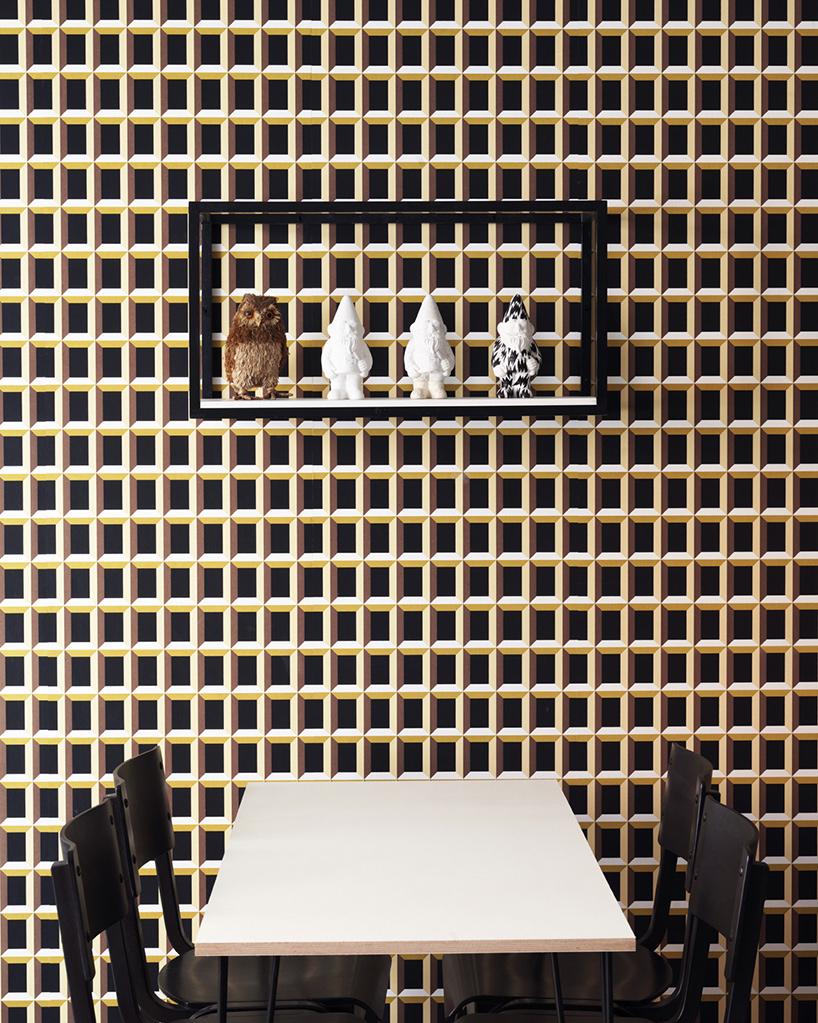 eley kishimoto studio maclean optical illusion wallpaper london bakery designboom
