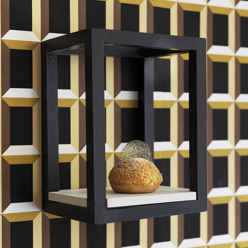 eley kishimoto studio maclean optical illusion wallpaper london bakery designboom