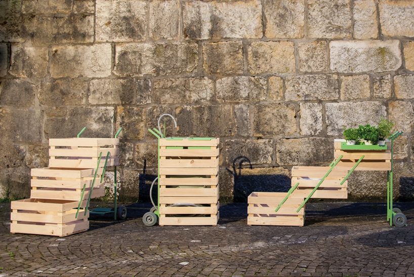 adaptable kisten trolley transforms from produce cart to display stand