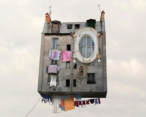 laurent chéhère's airborne architecture series sees french houses fly