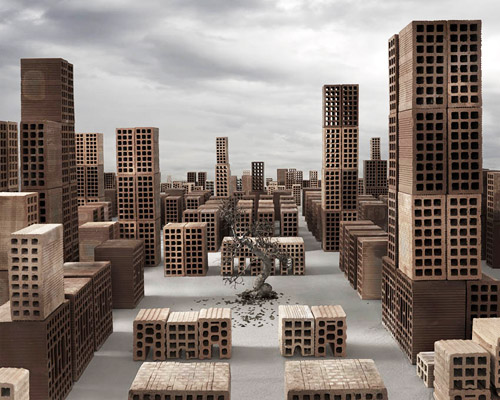 matteo mezzadri builds a brick city from urban architectural materials