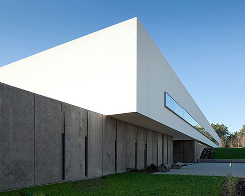 pedro reis floats horizontal white volume on melgaco sports school