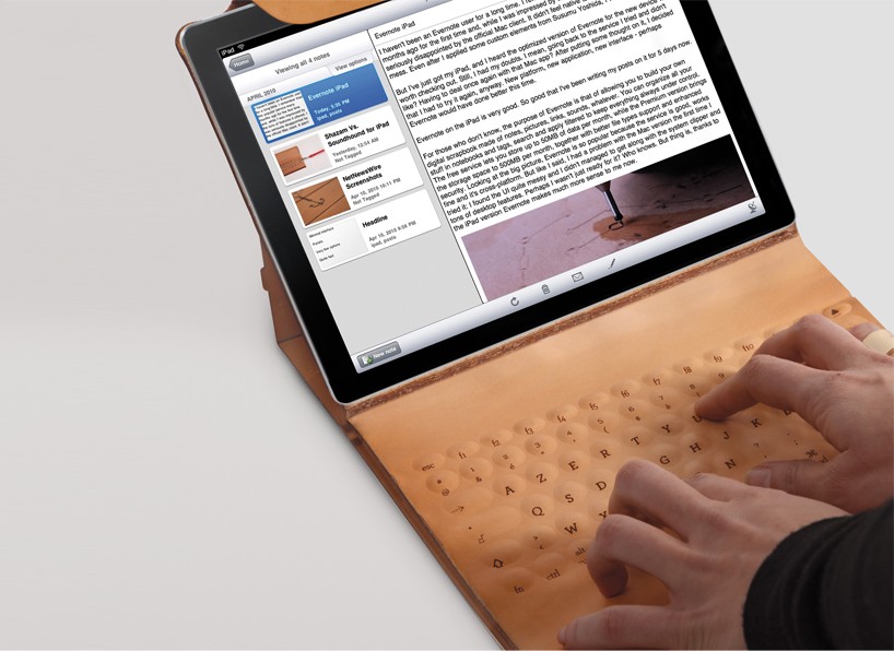 INKO iPad keyboard and cover tattoos electric circuit onto leather