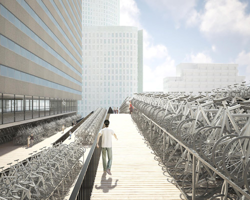 bike parking canopy proposed by NL architects in the netherlands