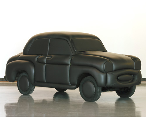 olaf mooij sculpts chesterfield car using leather and foam