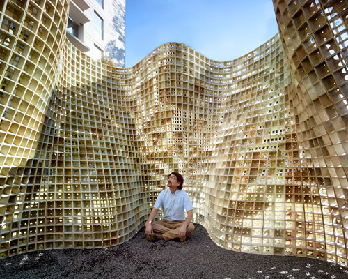 emerging objects builds undulating bloom pavilion with 3D printed cement