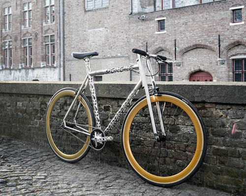 stainless steel erembald bicycle features unique laser-cut pattern