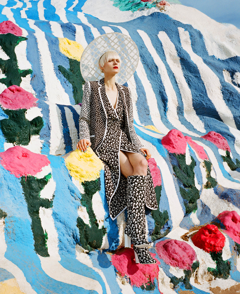 models make a fashion pilgrimage to hand-painted salvation mountain