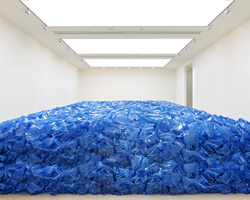 jean-françois boclé floods the saatchi gallery in a sea of blue bags