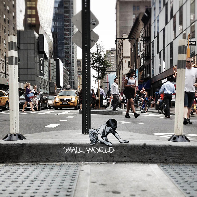 joe iurato's wooden street art miniatures narrate stories of urban life