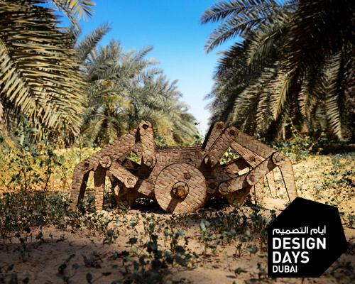 latifa saeed weaves palm tree creatures for tashkeel at design days dubai 2015