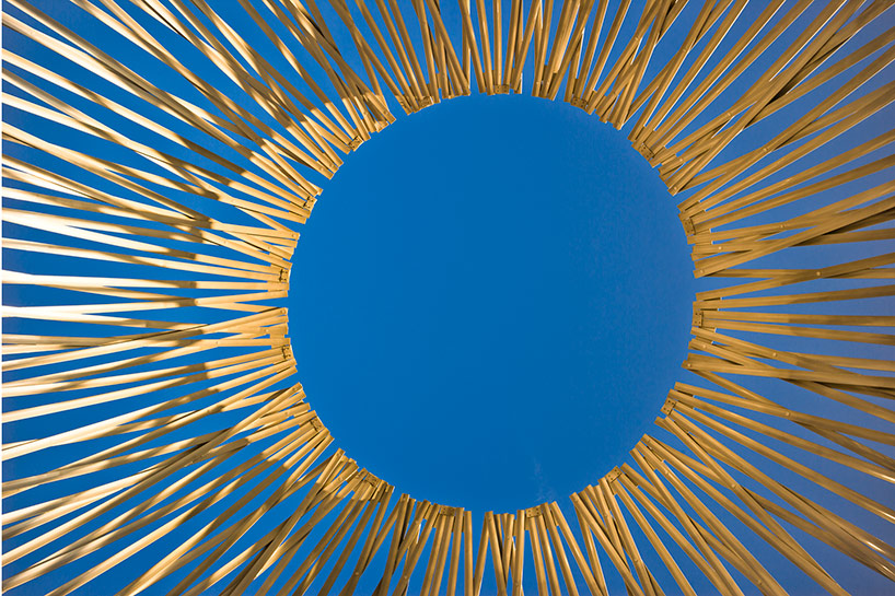 linda covit forms havre sculpture out of slender aluminum bands