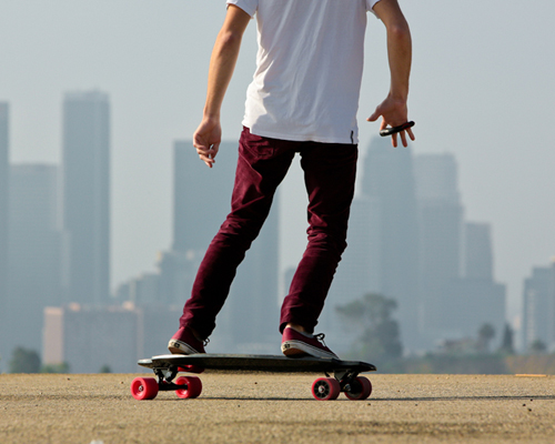 electric monolith skateboard features motors in the wheels