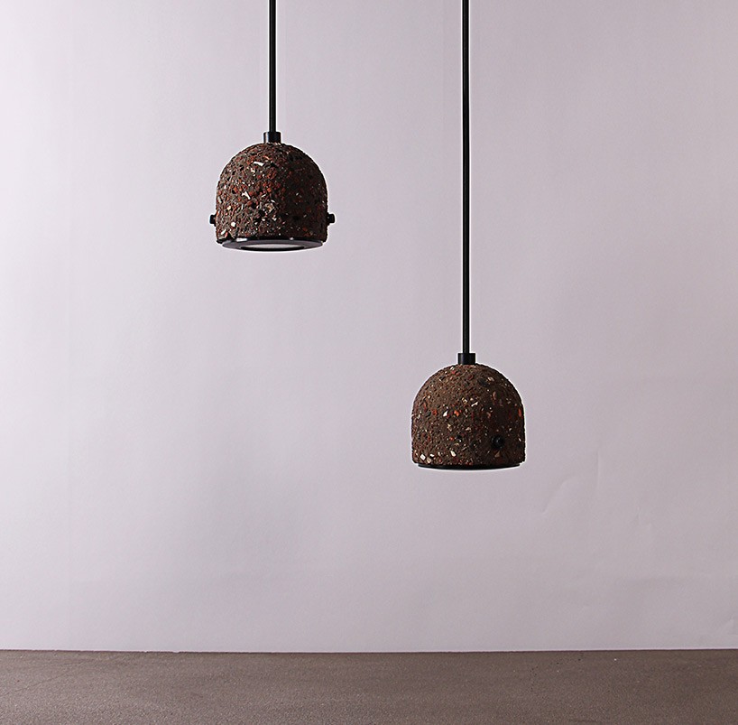 bentu design's recycle series lamps built with construction waste