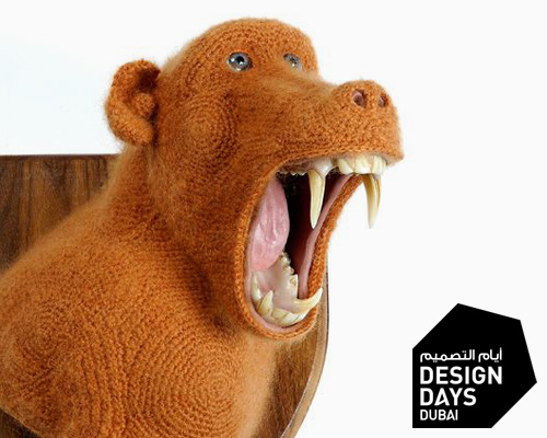 shauna richardson's crochetdermy animals exhibit at design days dubai