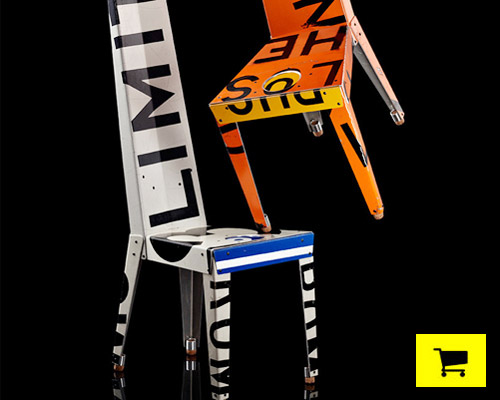 upcycled signs create 'transit chair,' now in designboom shop!