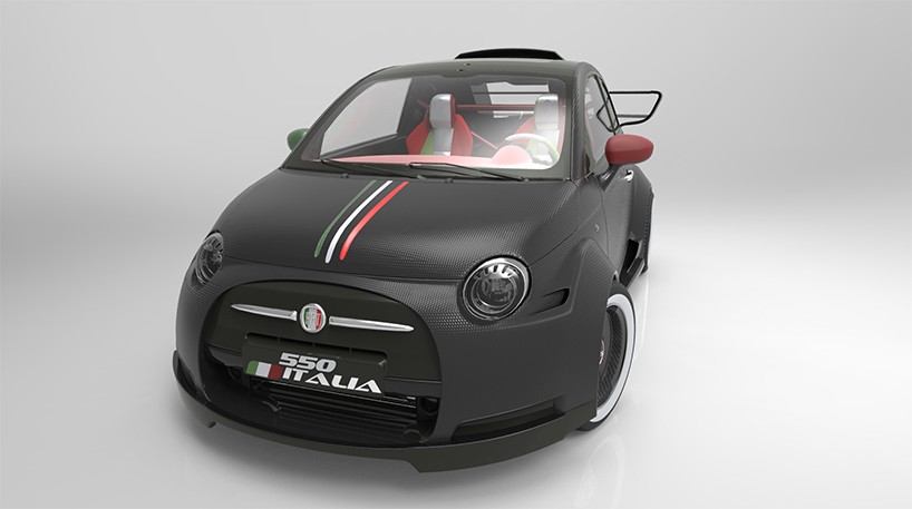 one-off fiat 550 italia concept powered by ferrari V8 engine