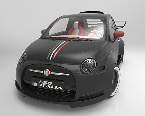 one-off fiat 550 italia concept powered by ferrari V8 engine