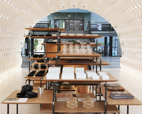 kengo kuma's irori pavilion for kitchenhouse at milan design week