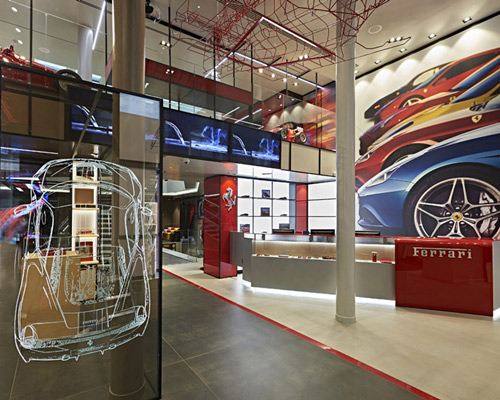 ferrari store by massimo iosa ghini opens during milan design week