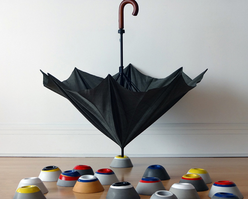 catch my drip, a sculptural umbrella holder by non-useless