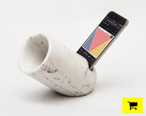 the ovo iPhone speaker carved from a single block of carrara marble