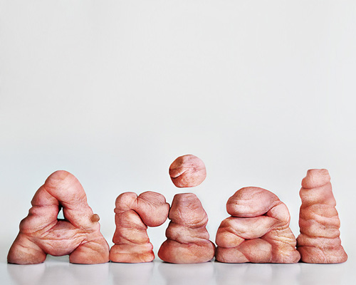 designers visualize font weights of the arial typeface as human flesh