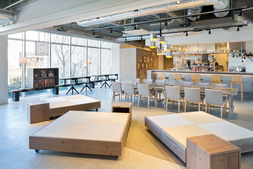 aki hamada architects + kentaro fujimoto's midi a midi blends books with pastries in japan
