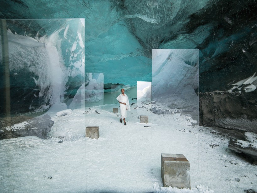 isaac julien films stones against diamonds within iceland's glacial caves