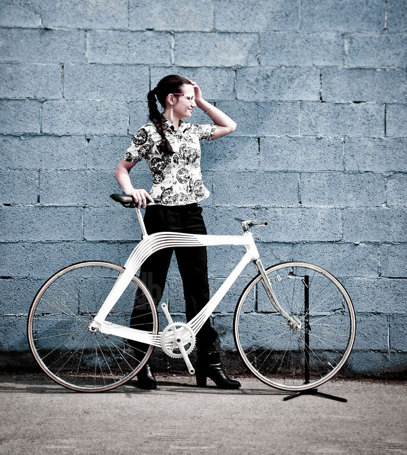 composite wood frame for aero bike shown at milan design week 2015