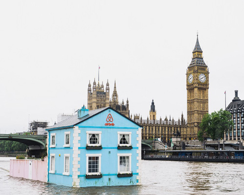 airbnb's fully functioning floating house sets sail along the river thames