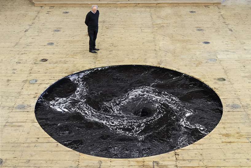 anish kapoor's black whirlpool endlessly spins at galleria continua