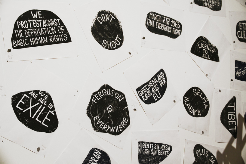 barthélémy toguo's human bust stamp sculptures create an urban requiem