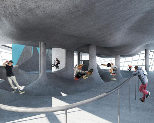 guy hollaway architects reveals plans for a multi-storey skatepark