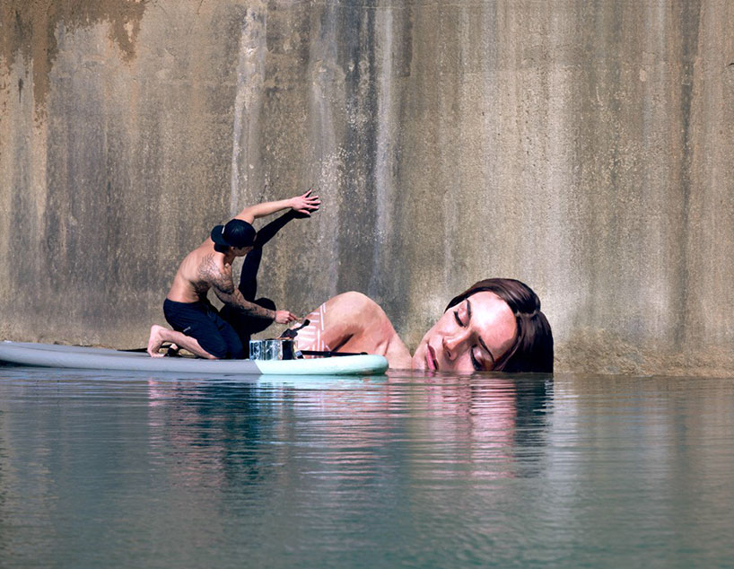 hula paints hyper-realistic bathing ladies from his surfboard