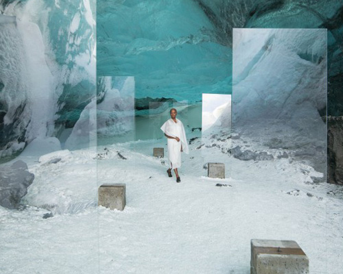isaac julien films stones against diamonds within iceland's glacial caves