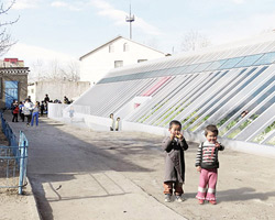 blackboard wall runs the length of MUDI's tsast altai school in mongolia