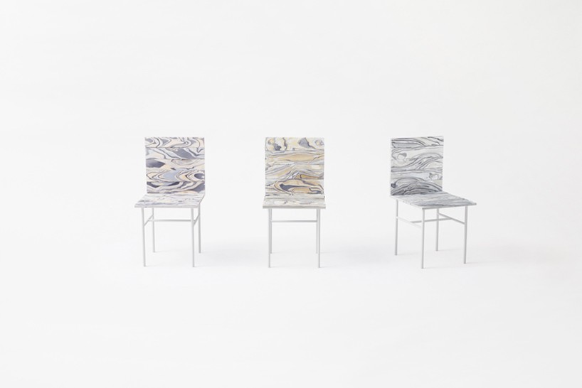nendo layers fabric to create alcantara wood furniture and flooring