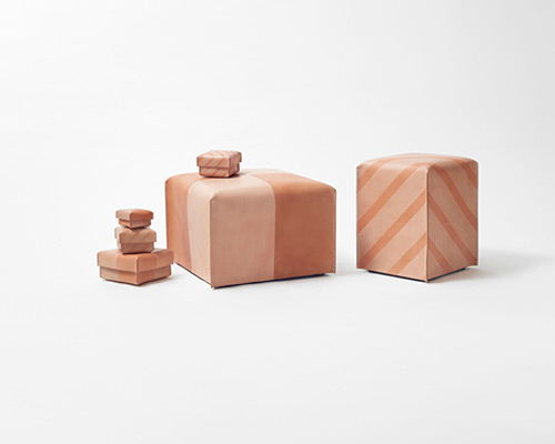 nendo explores the natural wear of leather with suntan patterns