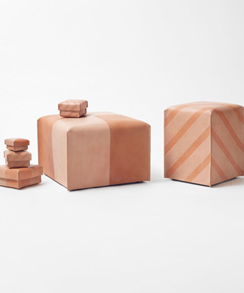 nendo explores the natural wear of leather with suntan patterns
