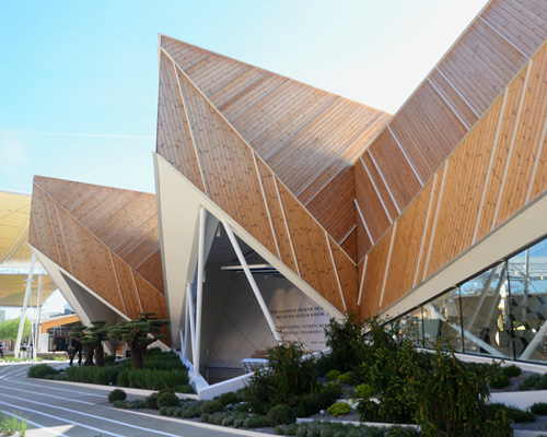 slovenia pavilion at expo milan 2015 comprises five prismatic volumes
