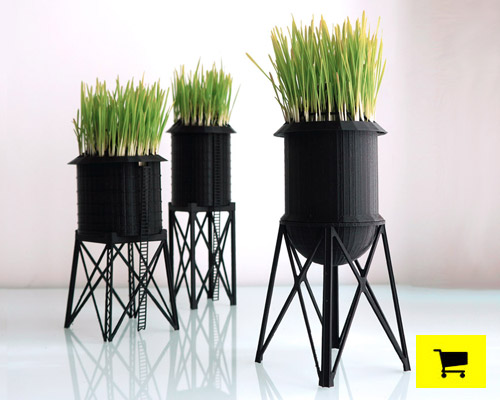 now on the designboom shop: 'water tower' wheat grass planter by TO+WN