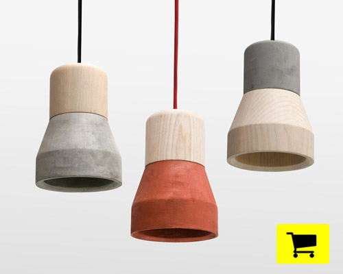 cement wood lamps acheive balance with rough and smooth finishes